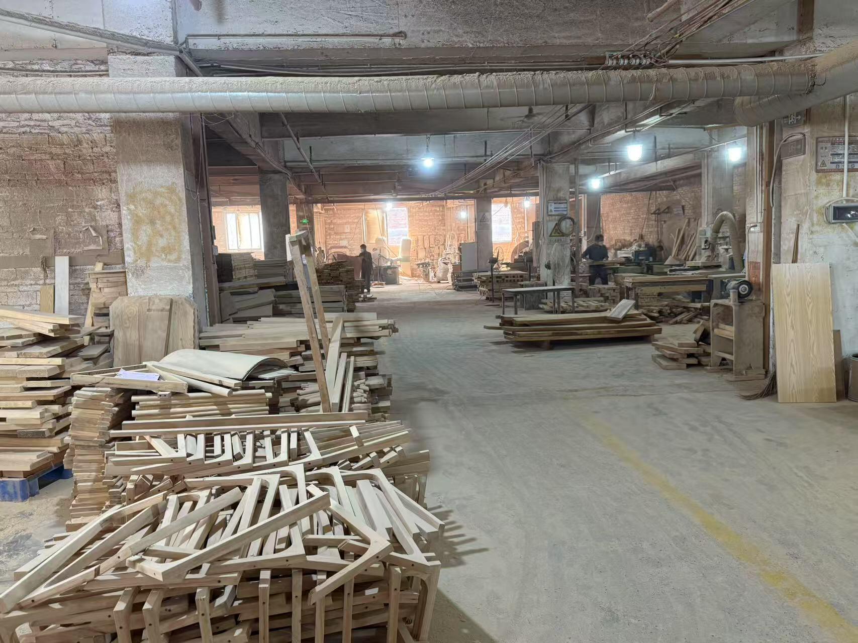 Teak timber and cut parts in our Foshan workshop
