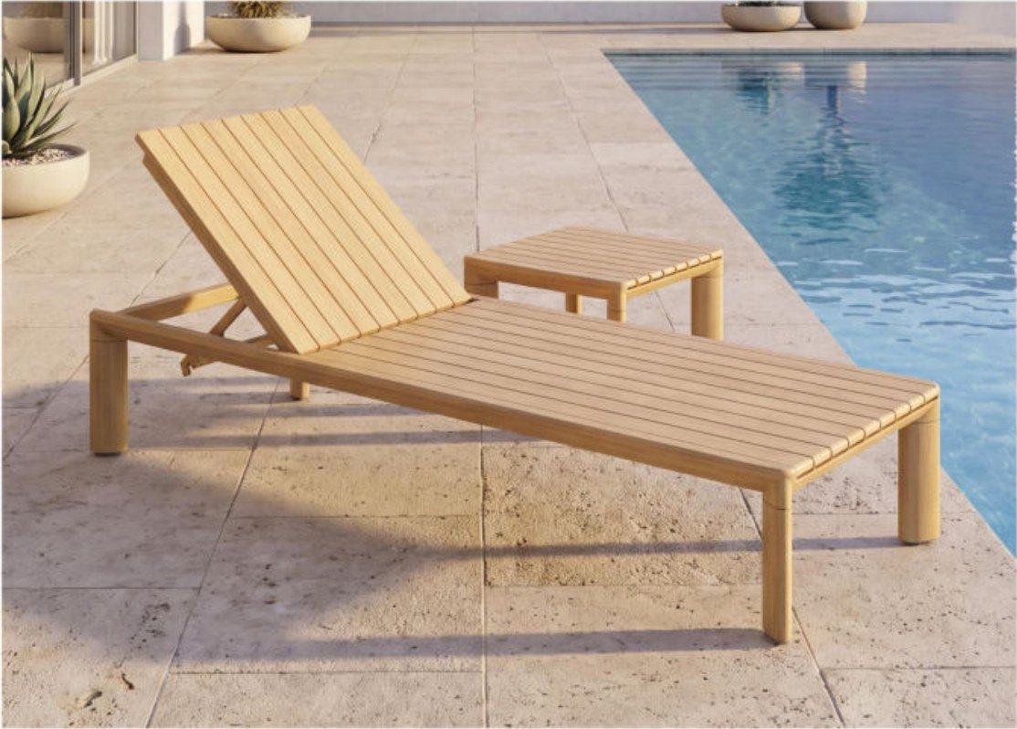 Aluminium Sun Lounger with Slatted Top — view 2