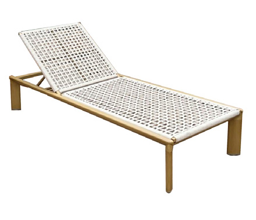 Wood-frame sun lounger with woven seat, T2033