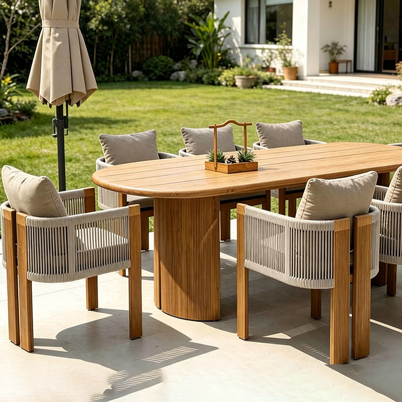 Nordic Rope-Woven Dining Set – 4 Seater