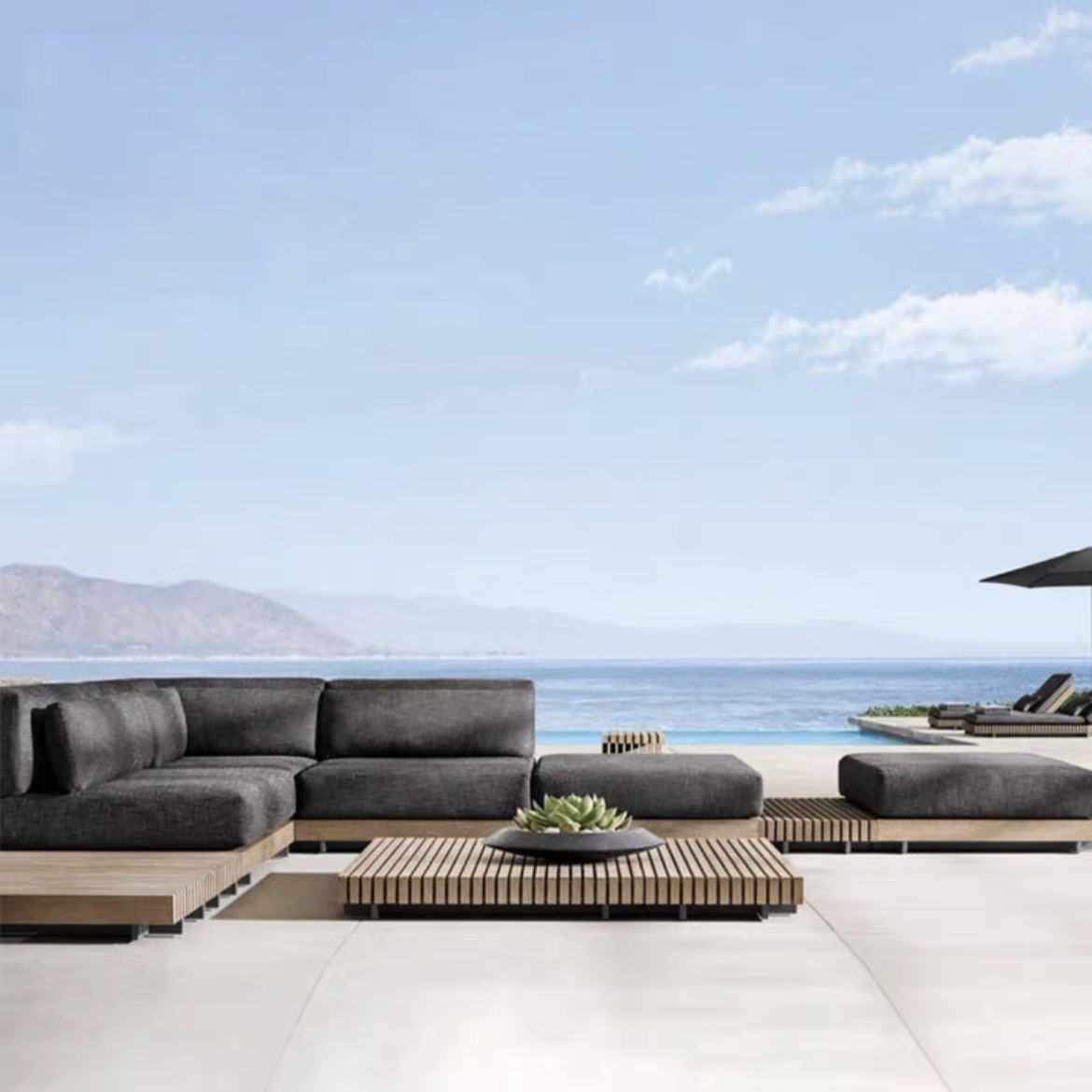 Villa Teak Outdoor Sofa Set – 5 Seater — view 2