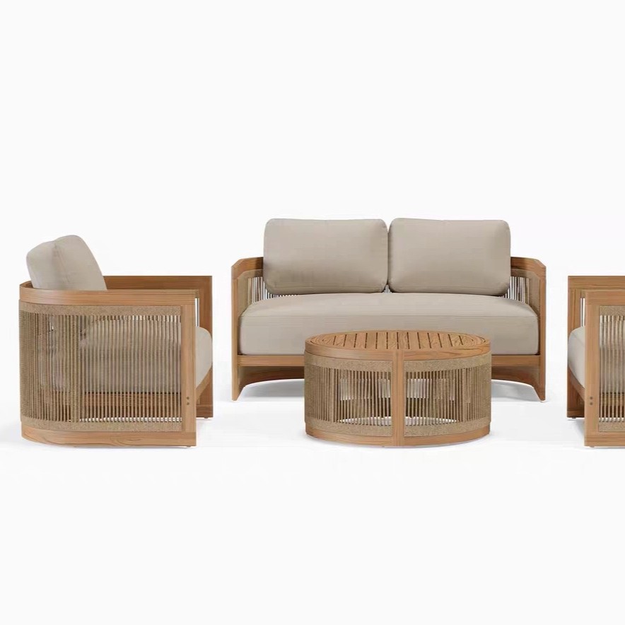 Teak & Rattan Sofa Set – 3 Seater — view 3