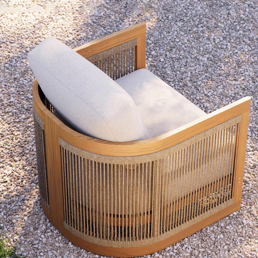 Teak & Rattan Corner Sofa Set — view 2
