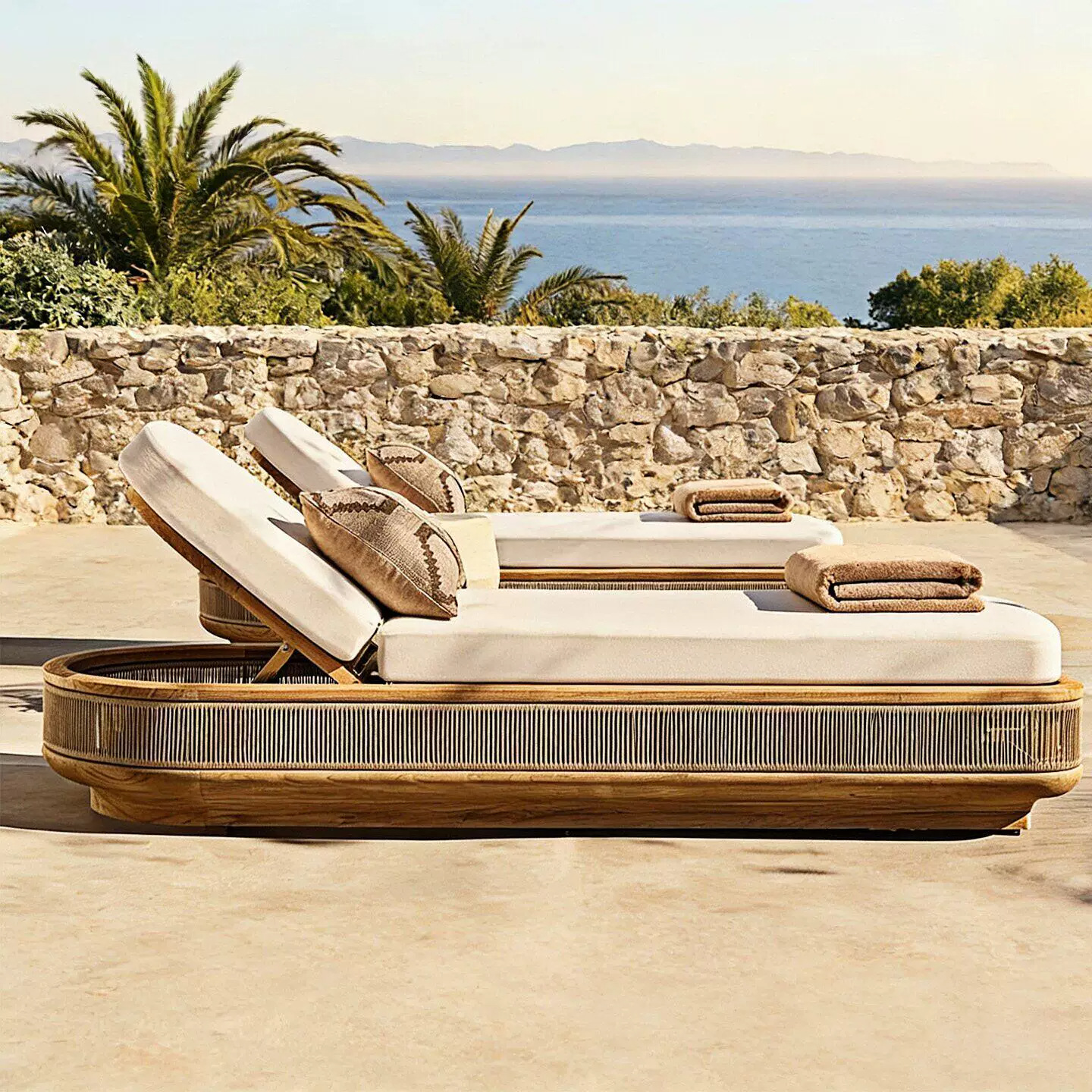 Designer Teak Lounge Chair & Side Table